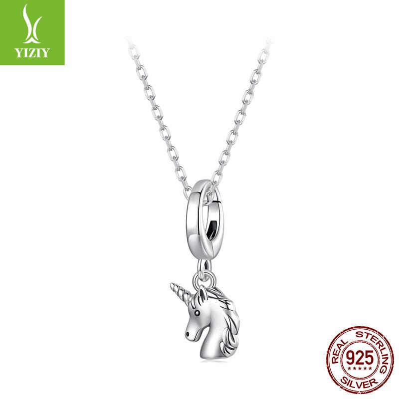 Opening And Closing Unicorn Pendant S925 Silver Beaded Direct Sales Diy Bracelet Bead Accessories