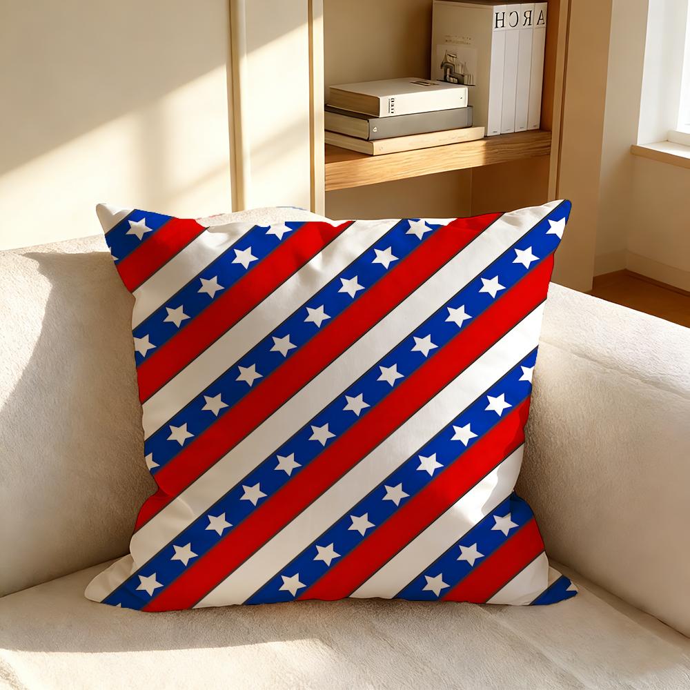 PAmerican Flag Style Cushion Cover Square Vintage Soft Sofa Cushion Cover Home Decor Protective Pillowcase
