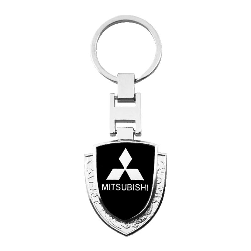 For Mitsubishi Lancer 9 10 Asx Outlander 3 Pajero L200 3D Metal+Leather Car KeyChain Key Ring Chain Auto Styling Accessories