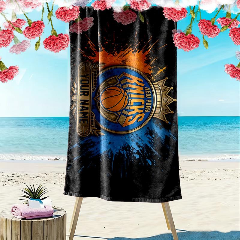 New York Knicks Print Beach Towel, Large Soft Quick Dry Towel for Beach Camping Swimming