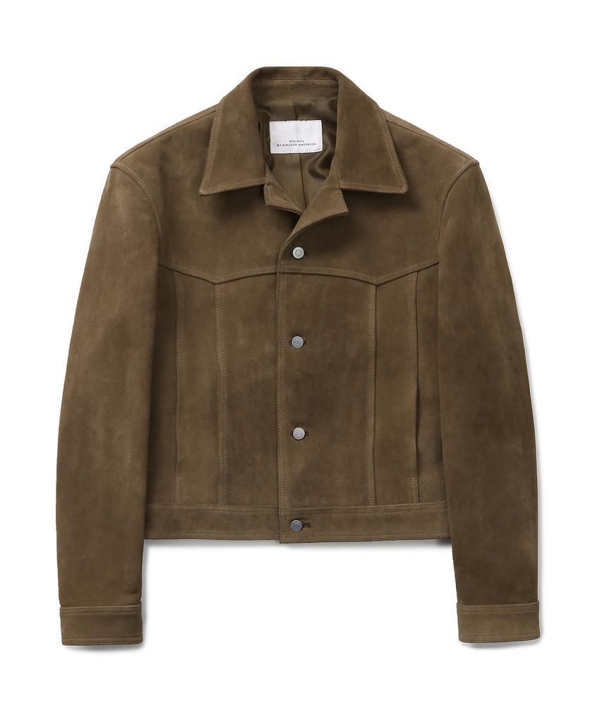 Connect Kinloch [Real Leather] Cow Suede Trucker Jacket (Brown)