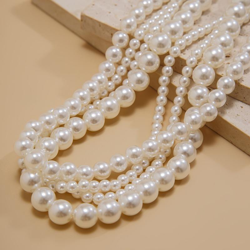 Módní dámský perlový náhrdelník Vintage vícevrstvý náhrdelník z imitace perel Korálkový šněrovací dlouhý stuhový mašličkový choker Náhrdelníky Šperky na klíční kost