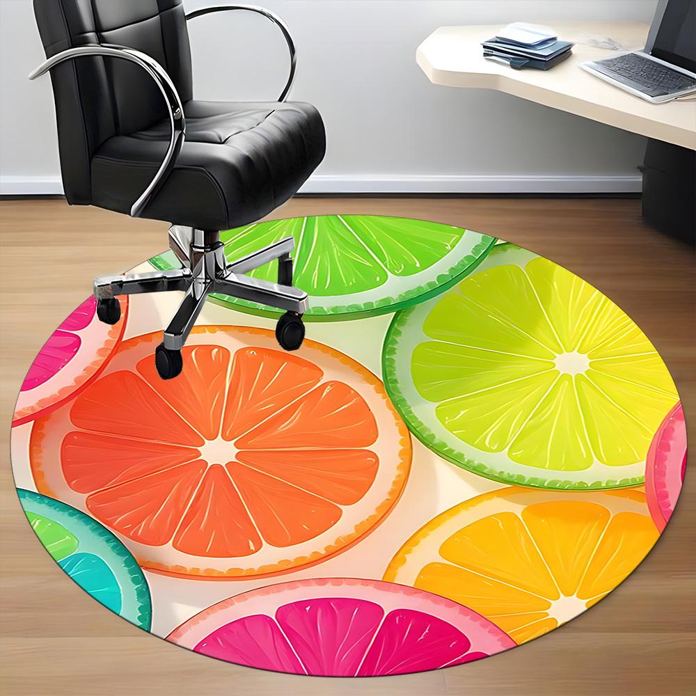 1pc Citrus Slices Office Round Rug, Non-slip, Soft and Durable Office Rug for Interior Decoration, Perfect for Office, Beautiful Decoration Yy26031203