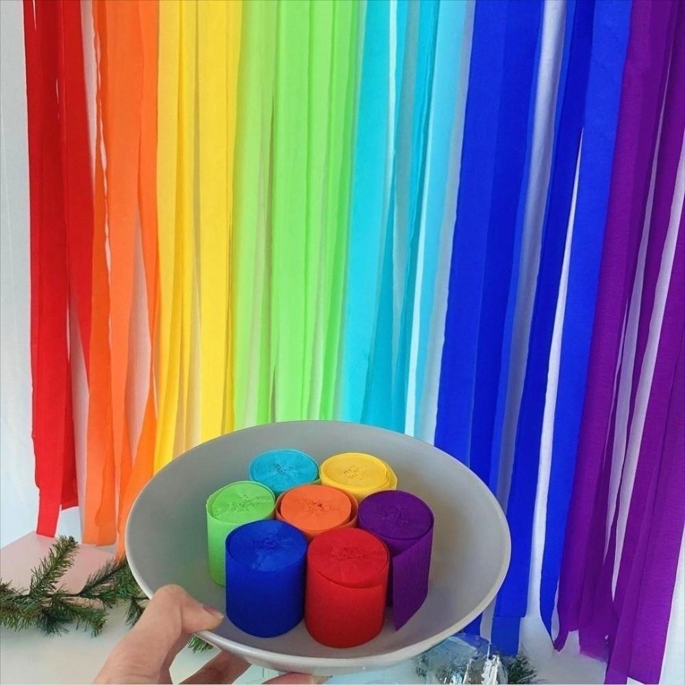 Colorful Crepe Paper Streamers Flower Paper Rolls 6 Rolls Set Paper Garland Decor Unicorn Theme Pastel Rainbow