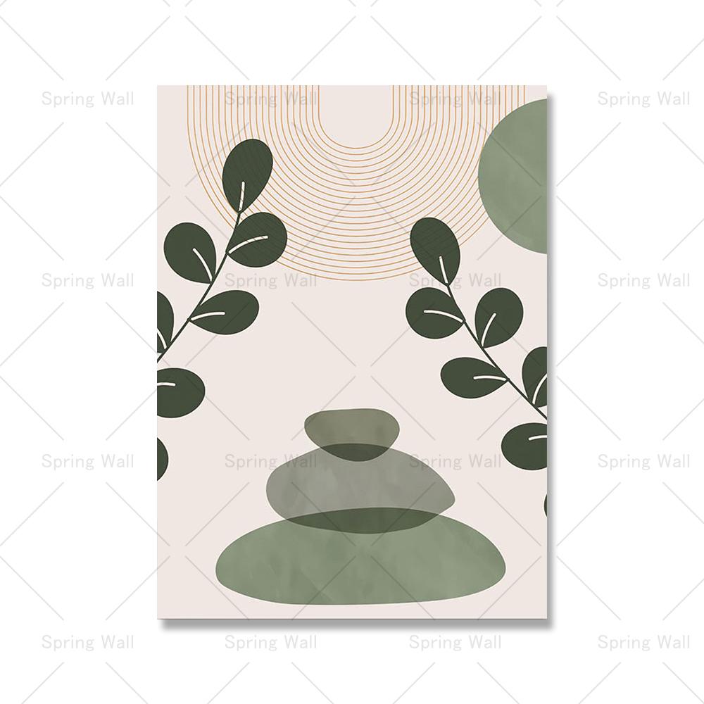 

Бохо Армейский Зеленый Абстрактные Листья Геометрические Фигуры Солнце Винтажный Плакат Картина На Холсте Настенные Картины Скандинавский Декор Гостиной 21x30cm No Framed