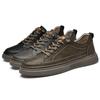 2024 New Shoes for Men Genuine Leather Casual Shoes Fashion Concise Striped Flat Skateboard Shoes Cow Leather Sneaker