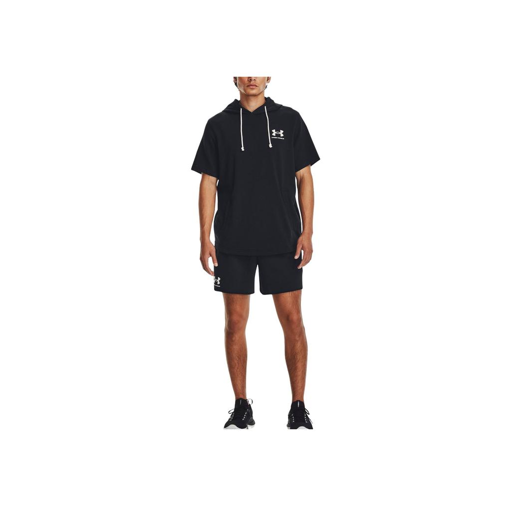 Under Armour Ua Rival Terry 6" Shorts Letter Print Loose Straight Casual Shorts Men Shorts Black 1382427-001