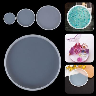 Round Coaster Resin Casting Molds Transparent Fluid Arts Mould Silicone Epoxy Jewelry Pendant Agate Making Mould Tool