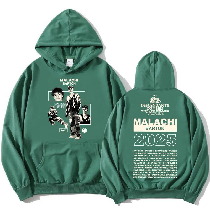 Zzombies Worlds Collide Tour 2025 Hoodies Malachi Barton Actor Graphic Sweatshirts Fashion Long Sleeve Hooded Pullovers Printed