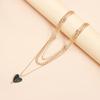 Elegant Drip Glaze Heart Charm Necklace Multi Layering Pendant Jewelry Accessory Adjustable Length Retro Design
