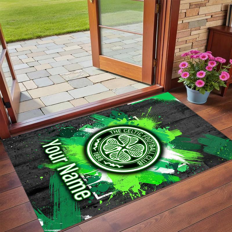 Crystal Velvet Rug Custom Name Text, Soft Non Slip Floor Mat Home DecorCeltic FC
