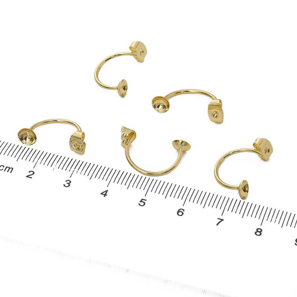 Copper C-shaped Butterfly Earbuds Findings for DIY Jewelry Craft 2 Pcs