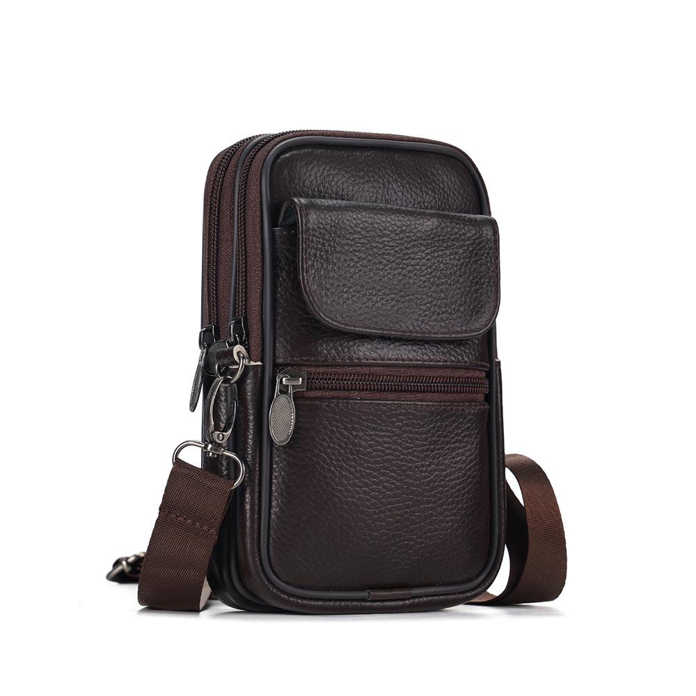 Men's Genuine Leather Crossbody & Waist Bag - Retro Vertical Minimalist Style