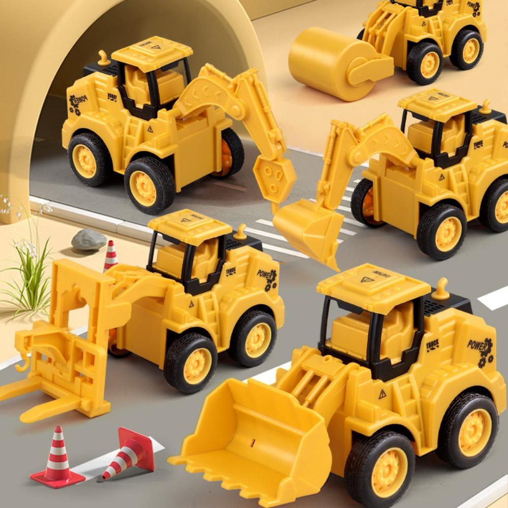 Yellow Press Sliding Press Car 6 Styles Excavator Roller Bulldozer  Children Educational Toys