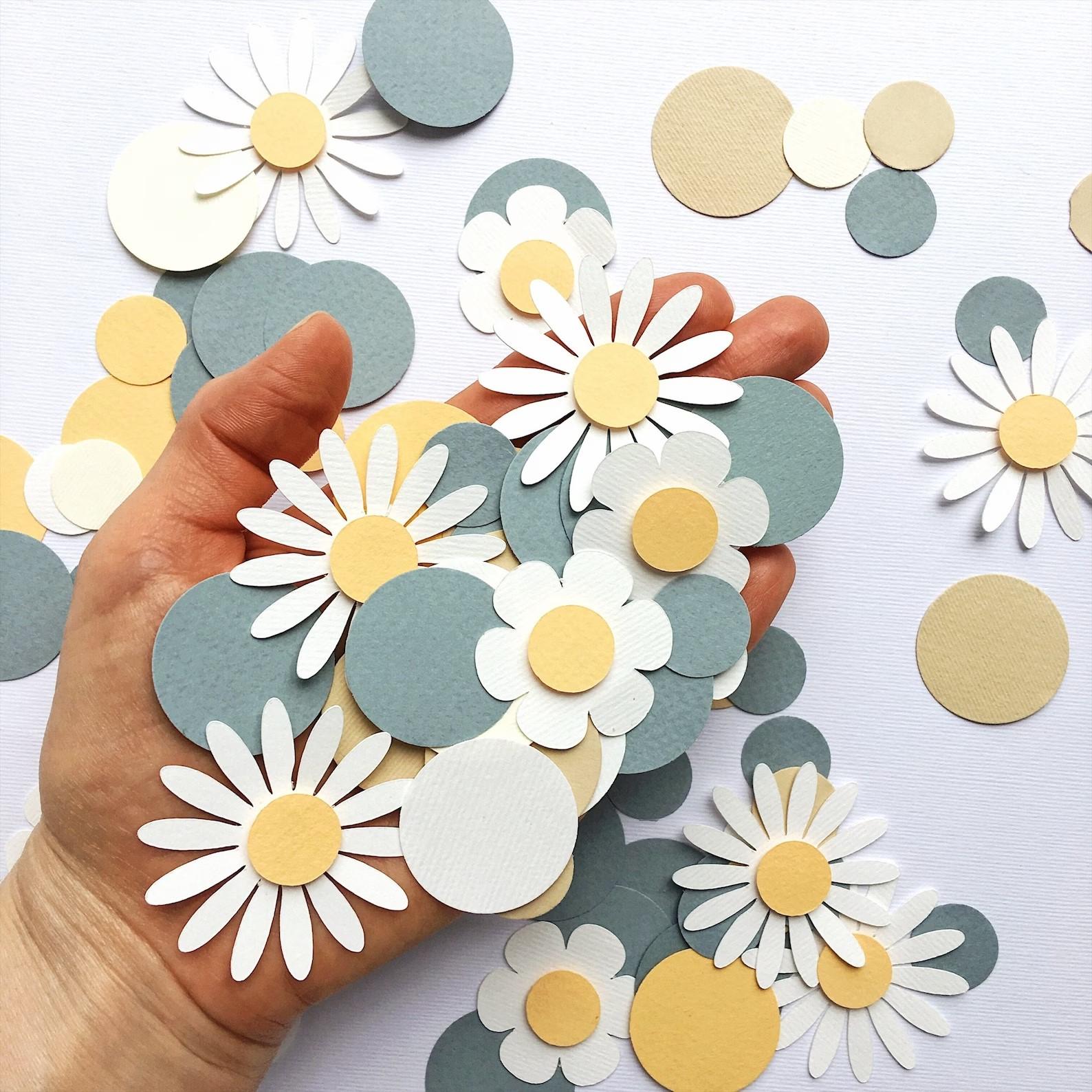 

100pcs/Bag Sweet Round Daisy Flower Paper Confetti Wedding Flower Table Scatter Baby Shower Birthday Party Gift Box Decor Supply небесно-голубой
