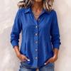 Women's Casual Cotton Linen Long Sleeve Button Down Shirt Color Loose Fit for Daily Wear