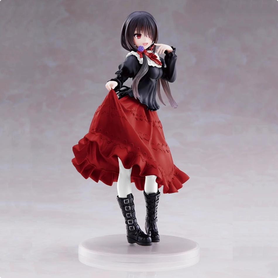 18CM DATE A LIVE Tokisaki Kurumi Anime Figure Cute Girl Model Toy PVC Black Dress Dress Up Standing Model Car Interior Ornament