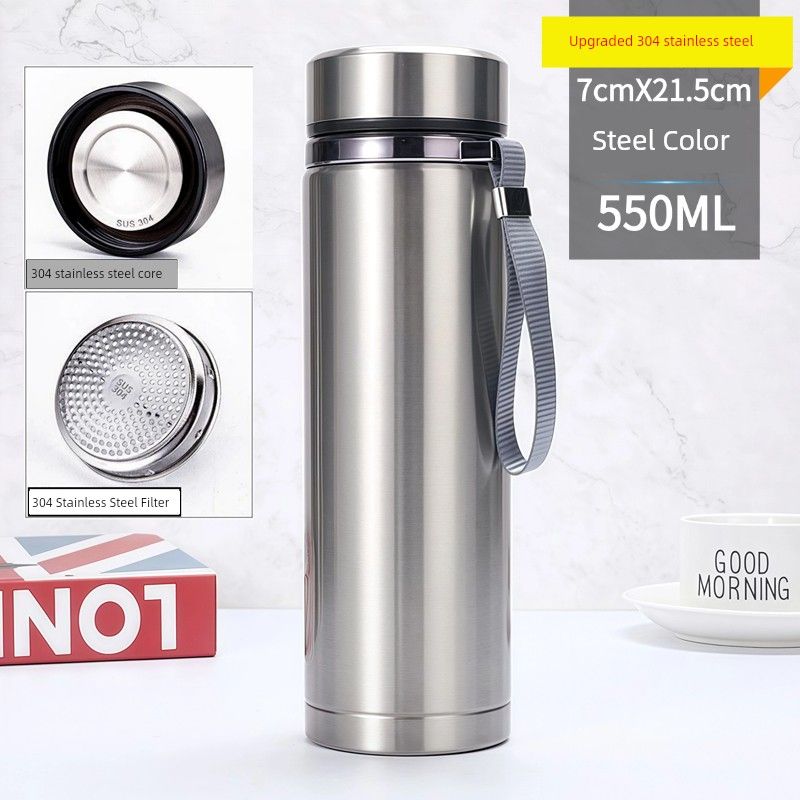 Japan's New Model Portable Outdoor Business Water Cup with Filter, Tea Brewing Cup, Stainless Steel Large-Capacity Thermos Cup