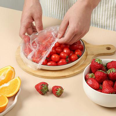 Lot de 100 couvercles de bol jetables en plastique transparent avec ouverture élastique pour protéger des insectes et de la poussière. Sachets de conservation des restes de nourriture pour réfrigérateur et fermentation.