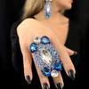 Stonefans Full Blue Crystal Women Big Rings Morocco Banquet Wedding Ring Accessories Christmas Ring Statement Jewelry Gift 2223