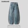 New American Retro Washed Old Jeans Men's and Women's Loose Wide-leg Straight Floor-mopping Trousers