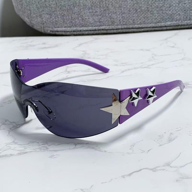 Y2K Frameless Star Sunglasses - Stylish Large Frame for Outdoor Cycling