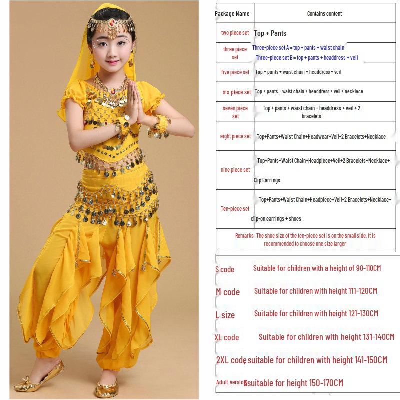 

Children s Ethnic Dance Costume: Xinjiang, Belly Dance, Indian Performance Outfit for Girls XL (Height 131-140cm)