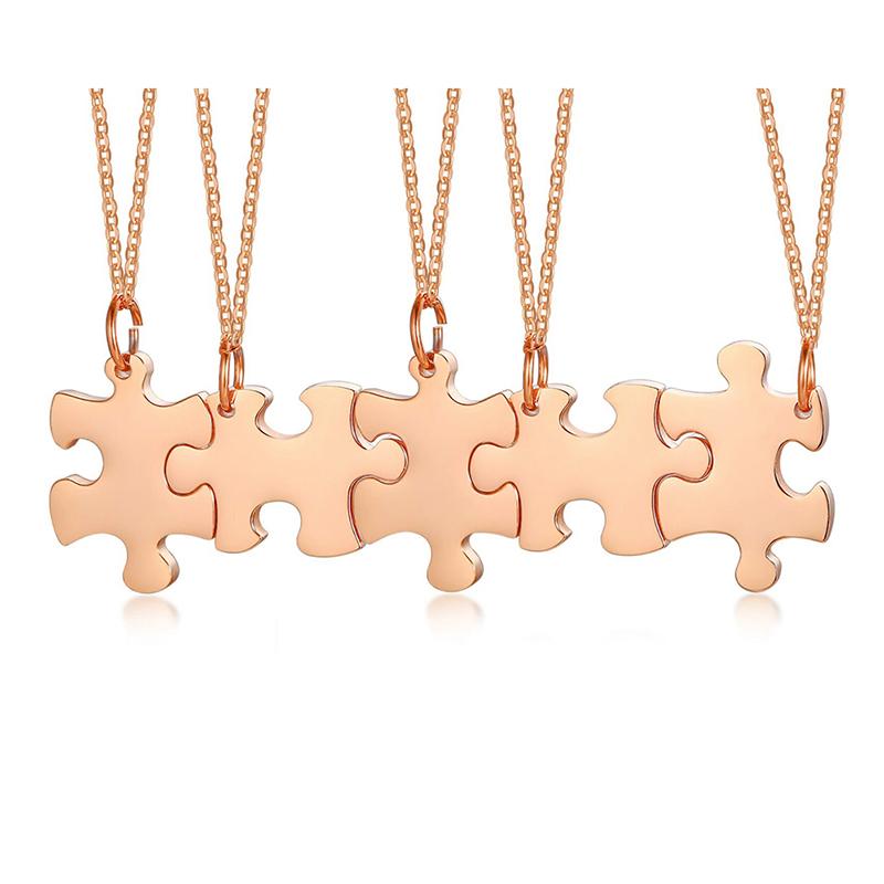 Personalized Puzzle Necklace Friendship Customized Pendant 2/3/4/5 Pieces Best Friends BFF Stainless Steel Bridesmaid Gift