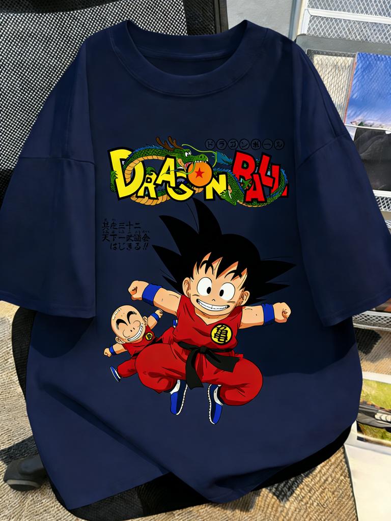 Plus Size Dragon Ball Anime Print Unisex Women Summer Tshirt Casual Parent Child Tops Street Wear Harajuku Style Y2K Fashion