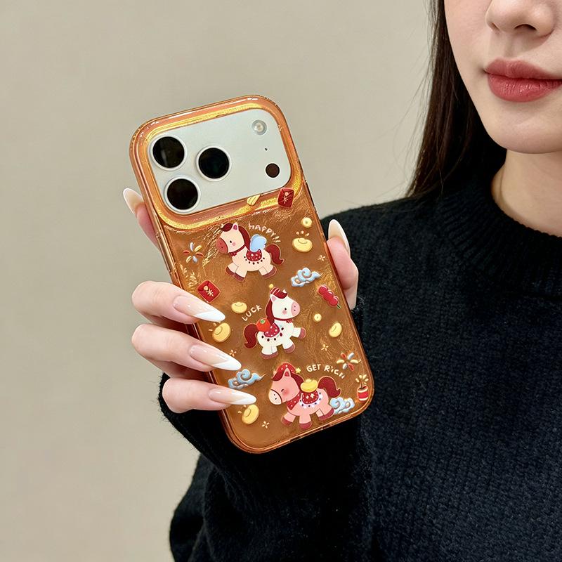 

Year of the Horse Gold Ingot Phone Case for 17 Pro Max - Trendy Cartoon Design 2026 iPhone 13 PRO