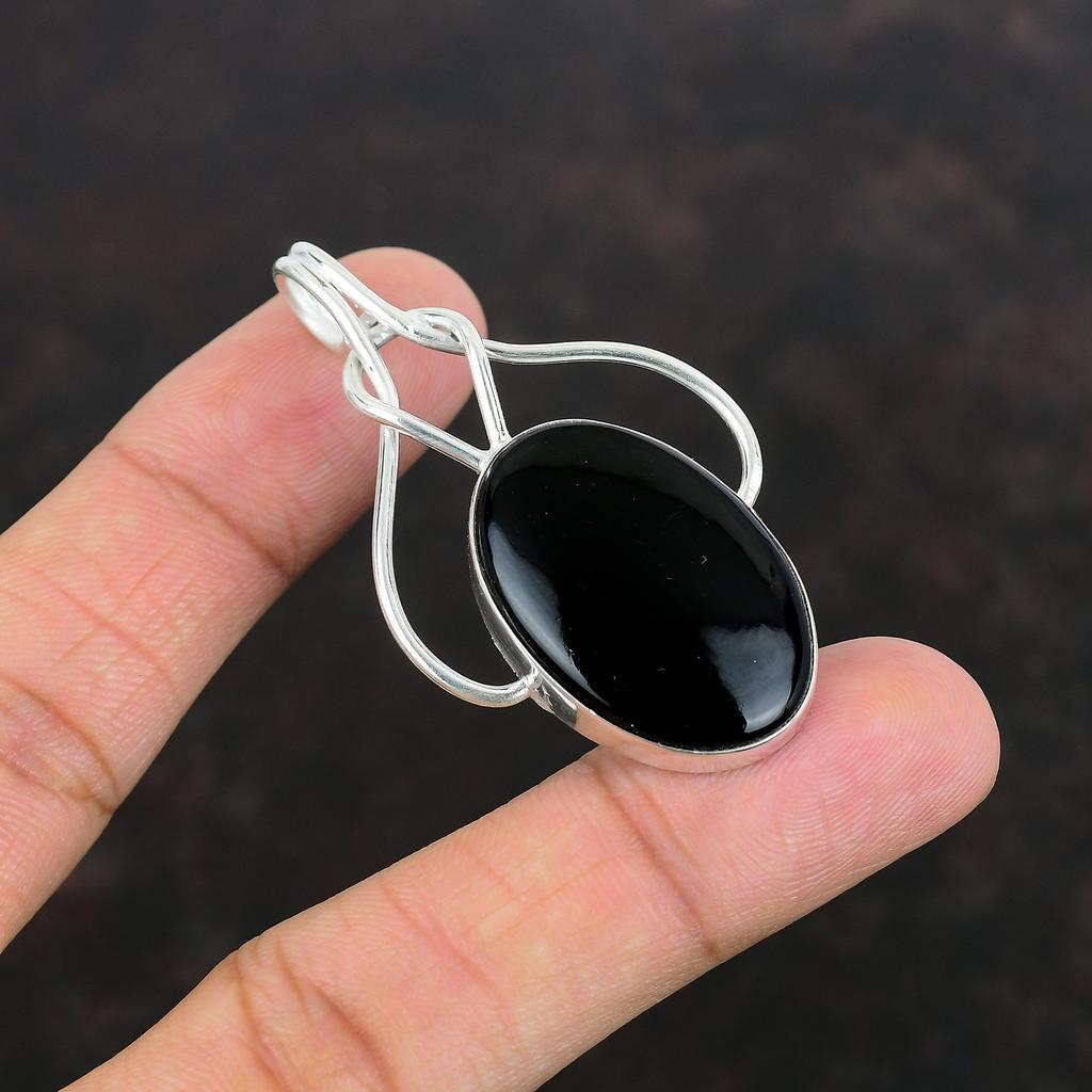 Black Onyx Pendant Natural Gemstone Pendant Silver Jewelry 925 Sterling Silver Pendant Handmade Pendant Latest Design Pendant Gifts For Wife