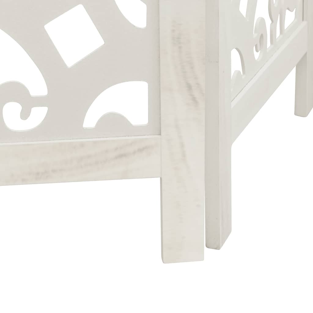 3 Piece Room Divider White Solid Paulownia Wood