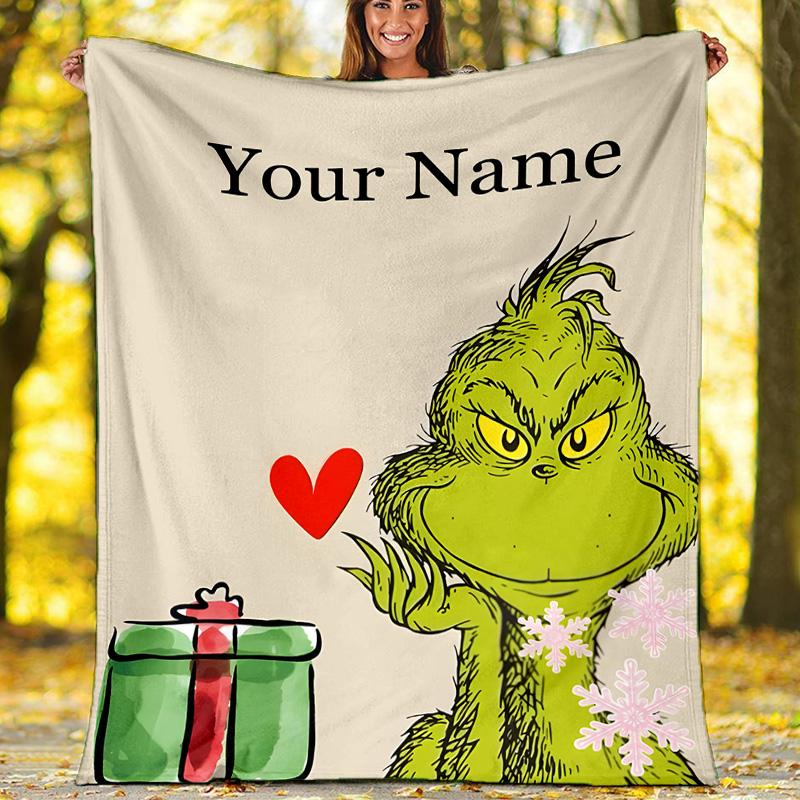 Customizable Crunch Christmas Throw Blanket – Personalized Name, All-Season Cozy Snug Blanket, Machine Washable, Personalized Blanket