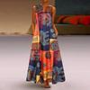Vintage Bohemian Floral Print Plus Size Women Maxi Dress Casual Sleeveless V Neck Daily Wear