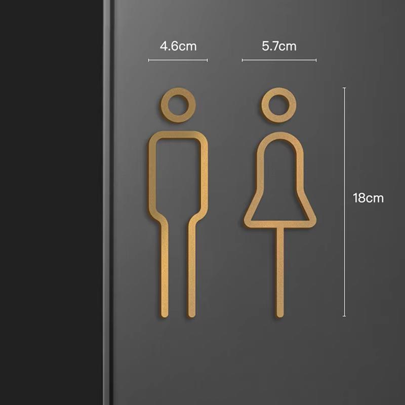 1mm Acryl Spiegelaufkleber mit Kleberückseite | Toilettenschild Messing Waschraum Tür Wand Schild Beschilderungstafel