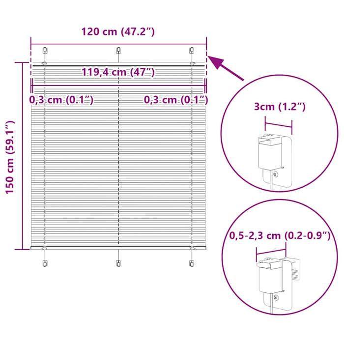 VidaXL Store Plissé Blanc 120x150cm Largeur Du Tissu 119,4cm Polyester, Store Plissé De Fenêtre, Store Accordéon, Store 4015504