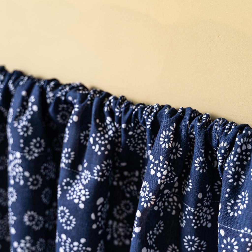 Japanese Dark Blue Retro Homestay Decorative Door Curtain Cotton And Linen Fabric Short Curtain Small Curtain Fringed Bookcase Blocking Partition