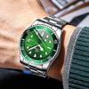 Fen Zun Blue/Green Luminous Black Men's Automatic Mechanical Waterproof Wristwatch with Stainless Steel Strap