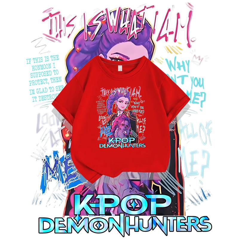 

2025 K-pop Демон Хантерс Девочки Мальчики Футболка Круглый вырез Мультяшная Повседневная Одежда для Малышей Детская Футболка С Принтом Модные Повседневные Топы 100