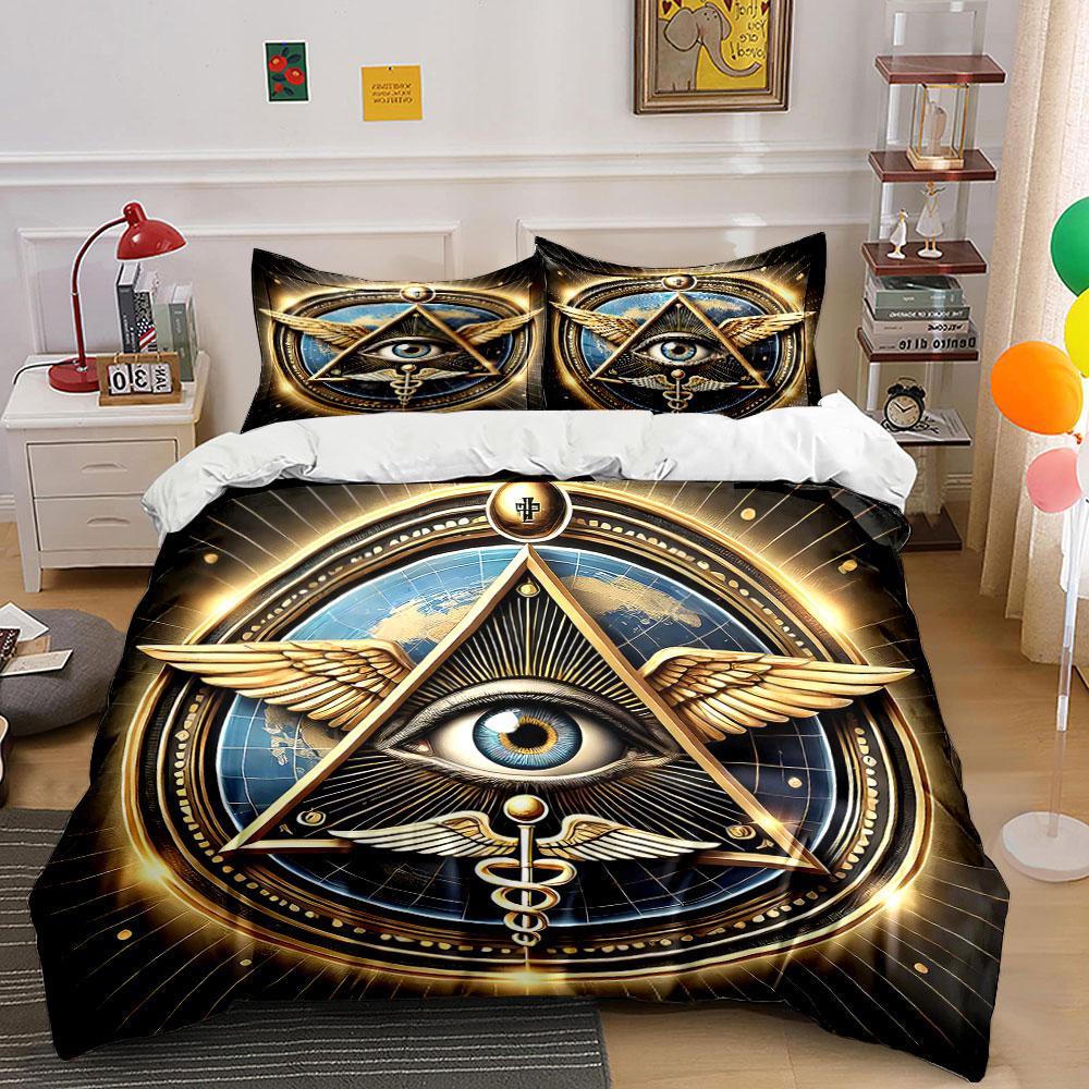Eye, triangle, wings, globe. Bedding sets Duvet cover sets Duvet covers Pillowcases(1 * Duvet Cover 2 * Pillowcases without duvet insert)