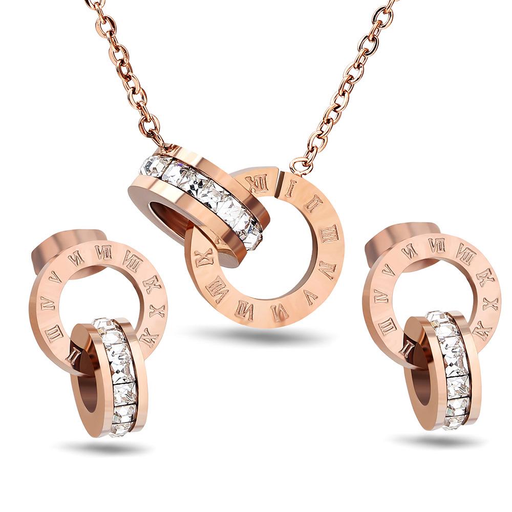 Roman Numeral Earrings & Necklace Set: Versatile 13MM Round Fashion Jewelry for Women