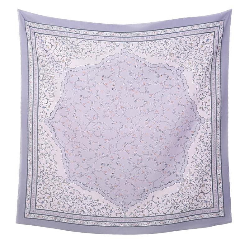 Novo Lenço Quadrado Hijab Estampado Floral de 110cm Cobertura de Cabeça de Verão Respirável para Mulheres Muçulmanas Xale da Moda Cachecóis Faixa de Cabeça