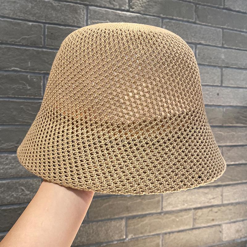Early spring knitted fisherman's hat children show small face summer hollow bucket hat Internet celebrity ins versatile basin hat