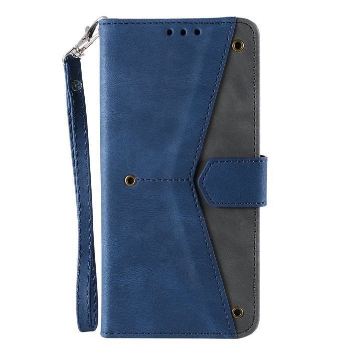 Étui portefeuille pour Samsung Galaxy A57 (5G) - Coque rabat - Cuir synthétique - Support intégré - 3 fentes cartes - Bleu
