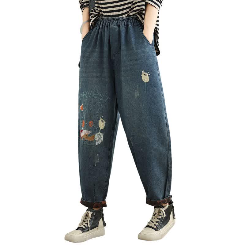 LangSha Women's Fashion Embroidered Harem Jeans