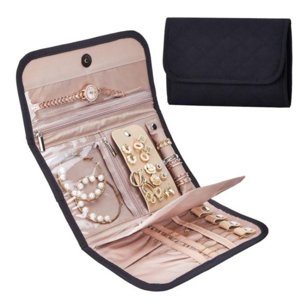 Foldable Jewellery Storage Bag with zipper Jewelry Case for Rings/Necklace/Earrings