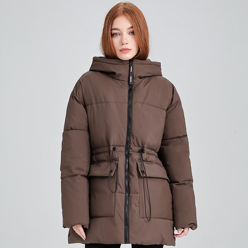 

Модные зимние женские парки с капюшоном, свободные, толстые, теплые куртки, женские пальто 2XL коричневый