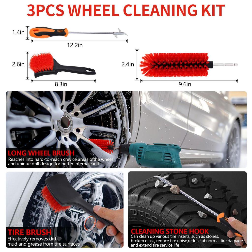 24-Piece Electric Drill Car Cleaning Brush Set with Air Vent, Crevice, and Sponge Brushes