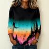 Women's Casual Crew Neck Three Quarter Sleeve Halloween Print T Shirt Top Lightweight Comfortable Fit Suitable for Daily Wear