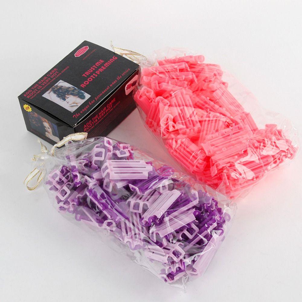 50pcs/bag Purple Fluffy Clamps Rollers Pink DIY Curler Reusable Perm Hair Clip  Professional